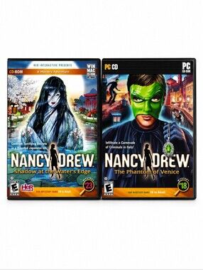 Nancy Drew Lot Of 2 PC Games-Phantom Of Venice -Shadow At The Water's Edge -Used